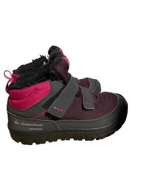 Quechua SH100 Junior Waterproof Warm Winter Boots Size 10.5C Pink & Gray